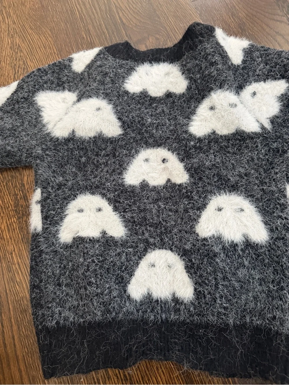 Toddler Halloween Ghost Fuzzy Cardigan Sweater